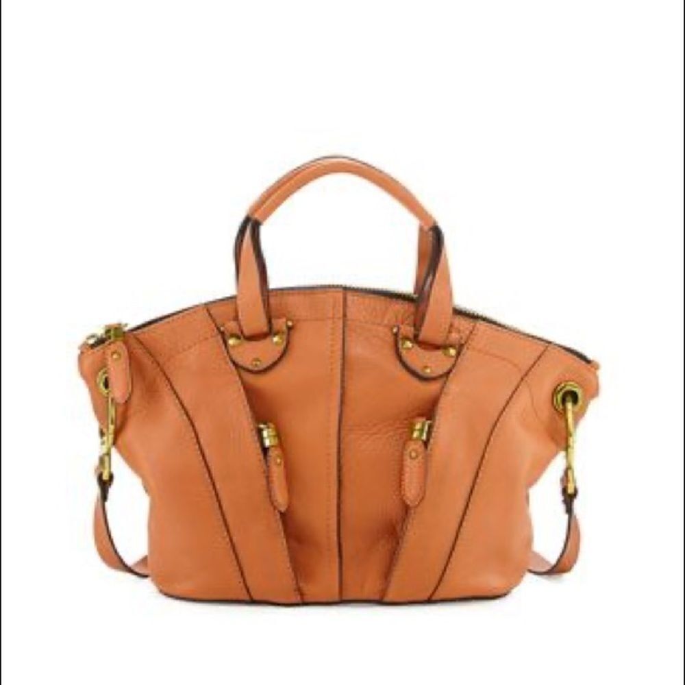 orYANY Jennah Orange Leather Convertible Satchel